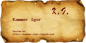 Kammer Igor névjegykártya